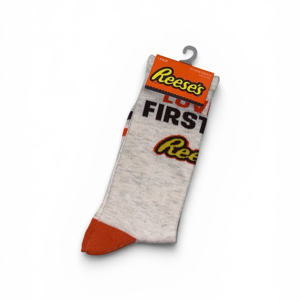 Reese’s Crew Socks in Cream and Orange